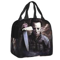 Halloween Horror Movie Portable Lunch Box Women Leakproof Cooler Thermal Food Insulated Lunch Bag Office Work 22x20x13cm