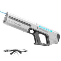 Skirfy Electric Water Gun - Powerful Rapid Fire, Automatic Water Intake, LED Light, 10m Range, Safety Glasses Included, Large Capacity Tank,