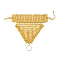 Retro Golden Finger Bracelet Multi Layer Hollow Geometric Pendant  Wedding Style A
