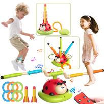 PanKome 4-in-1 Baseball Toy Set: Musical Jump Rope, Electric Jump Rope, Ring Toss Set, Stomp Rocket Launcher, Kids' Outdoor Toy with Remote Control,