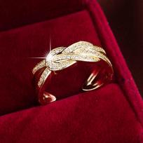 Elegant Zircon Rope Knot Index Finger Ring for Women Adjustable Open