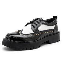 New Designer Men's Rock Punk Black White Mixed Lace Up Height Increasing Casual Shoes Walking Sneakers Zapatos Hombre 38