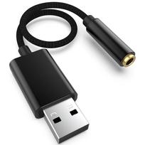 USB to 3.5mm Headphone Jack Converter, External Sound Card Adapter, 3-pole (TRS)  4-pole (TRRS), Compatible with WindowsVistaXPMac OSXLinuxPS4Windows