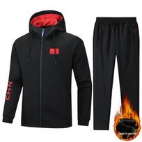 Unisex Fleece-Lined Hooded Wushu Sports Suit for Autumn/Winter Training XXL