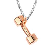 Men's Rose Gold Dumbbell Barbell Pendant Necklace in Titanium Steel - Couples Fitness Weightlifting Jewelry