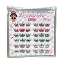 Natural Manga Style False Eyelashes Colorful 3D Curved Eyelashes  Christmas Makeup Glue-free color