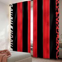 2Pcs Vibrant Red And Black Zebra Printed Curtains Suitable For Bedroom Bathroom Living Room Dining Room Study Room Office A 60×150cm(23.6×59in)