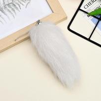 Furry Fur Plush Tail Keyring Backpack Pompom Pendants Bag Decor Animal Tails Keychain  Women Girls white