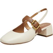 TATA Women's French Chic Closed-Toe Chunky Heel Sandals 35