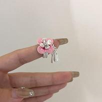 White Iris Flower Enamel Finger Ring Butterfly Orchid French Irregular Ring  Gift Style2