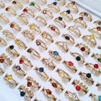 10Pcs Girls' Colorful Crystal Zirconia Double-Layer Finger Ring Jewelry Finger Ring