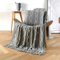 Mesti pledas sofai, minkštas megztas boho sodybos namų dekoras, austas pledas, jaukus dekoratyvinis lovos sofos, lauko vasaros rudens dovana, lengvas. 127*172CM(tassels) pilka spalva