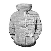 3D Spausdinti Vintažiniai Seno Laikraščio Gobtuvai Vyrams Drabužiai Mada Atsitiktinio Dizaino Megztiniai Streetwear Moterims Sportiniai Kostiumai Palaidinės 6XL gray
