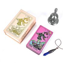 12*7cm Holografinė irizojanti fluorescencinė auksinė folija Raitelio Tarot kortų kaladė 78 vnt. Vandeniui atsparios PET nusidėvėjimui atsparios Tarot kortos beige