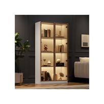 Stiklinė vitrina su 16 spalvų LED apšvietimu, dvivėrė vitrina su reguliuojamomis lentynomis, 80*40*160 cm