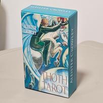 Crowley Thoth Tarot kortų kaladė 10,3*6cm 78 kortelės su egiptietiška simbolika, kabalistinėmis ir astrologinėmis įžvalgomis, okultinėmis žiniomis mėlyna
