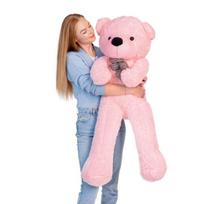 Didelis rožinis pliušinis meškinas XXL 120 cm – minkštas žaislas, dovana vaikams ir suaugusiems