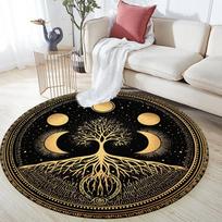 Sun and Moon pattern round rug,Carpet Rug for Living Room Bedroom Sofa Playroom Decor,Non-slip Floor Mat,Holiday Gifts and Birthday Gifts. 80cmx80cm