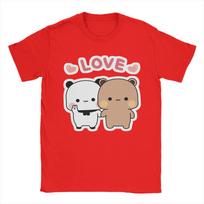 Bubu Dudu Love Story T-Shirt Men's 100%Cotton Tops Casual Panda Bear Crewneck Short Sleeve S