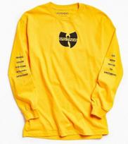 Wu-Tang Clan WU-TANG ilgomis rankovėmis marškinėliai Geltoni NAUJI 100% Autentiški ir Oficialūs Unisex marškinėliai XXL
