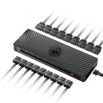AsiaHorse 2IN1 ARGB PWM Fan Hub, 9 PWM 4-Pin Ports & 9 ARGB 5V 3-Pin Ports, 5V ARGB Motherboard Sync PWM Function Fan Adapter SATA Power Input ARGB