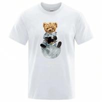 Cute Teddy Bear Imitates American Astronaut  Wounisex T-Shirts Loose T-Shirts Comfortable T-Shirt Wounisex Clothing Graphic T Shirts S