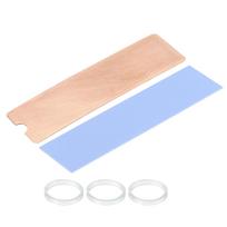 uxcell Copper Heatsink with Thermal Pad and Rubber Ring for M.2 SSDs, 75x22x0.5mm, 2 Sets