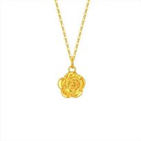 999 Fine Gold Romantic Rose Pendant for Women - 5D Hard Gold Mother's Day Gift Gold Pendant Only