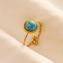Turquoise Finger Jewelry Long Oval Sun Heart Water Drop Stainless Steel Rings For Women Men Accessories Gold Plated Open Anillos