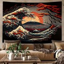 2D Kanagawa Great Wave Mount Fuji Tapestry for Home & Office 47.2x31.5inch/120*80cm