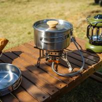 Camping Pan Portable Outdoor Pot Cooking Pan Stainless Steel Foldable Handle with Storage Bag Outdoor Hiking Cookware Kit China Mainland