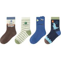 Balabala Boys' Mid-Tube Cotton Socks 4-Pack 100