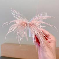 Cute Style Colorful Feather Hair Clips Shiny Fairy Headdress Butterfly Barrette Princess Hairpins Princess Headdress