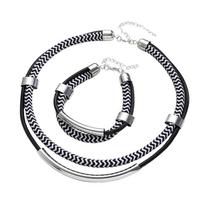 Black and White Metal Tube Jewelry Set Exaggerated Fashion Jewelry  Daily Wear