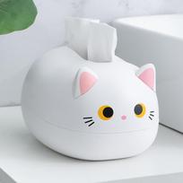Cute Cat Tissue Box Desktop Toilet Paper Holder Toothpick Storage Box Storage Box Wc Paper Container Home Decoration For Gift White