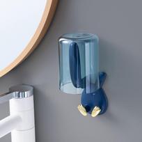 Rabbit Wall-mounted Toothbrush Holder Mouthwash Cup Set Toothbrush Brushing Cup Mug Storage Rack Organizer Bathroom Accessories Blue Cup Set
