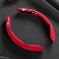 For Nissan Qashqai Juke J10 J11j12 X-Trail T32 T31 Kicks Tida Pathfinder NV200 Rogue Suede Leather Car Steering Wheel Cover raudona