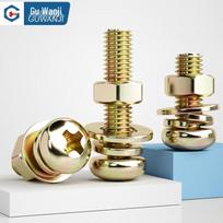 GUWANJI Carbon Steel Cross Head Screw & Washer Combo Set M3x14 (1000 sets)