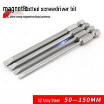 Langsaizebo 100mm Magnetic Flathead Pneumatic Screwdriver Bit Set, 4-Piece