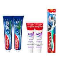 Colgate Oral Care Bundle: Ice Cool Mint & Gum Care Toothpastes with Toothbrush