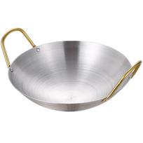 Stainless Steel Saucepan Round Bottom Wok Household Dry Pots  Picnic 20cm