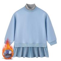 2026 Stylish Girls' High Collar Fleece Dress for Autumn/Winter 120cm