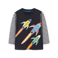 AostaBetty Kids Glow-in-the-Dark Rocket Patchwork Long Sleeve Tee - European Style Autumn Wear 4 Years (110 cm)