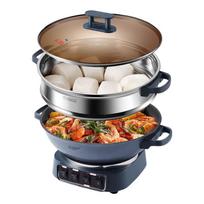 PESKOE Multi-function Cast Iron Electric Wok Steamer CN plug (adapter included)