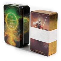 10,3 x 6 cm Harmony Tarot skardoje su paauksuotais kraštais 78 vnt kortelių taro kaladė su vadovu pradedantiesiems
