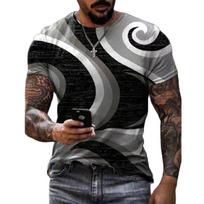 Madingos asmenybės geometrijos negabaritiniai marškinėliai vyrams Vasaros laisvalaikio tendencija Street Style 3D spausdinti apvaliu kaklu trumpomis rankovėmis marškinėliai M