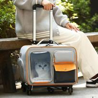 Portable and Breathable Pet Trolley Case Large Capacity Pet Air Case Going Out Dog Cat Suitcase Cat Carrier Dog Stroller Tie rod bag