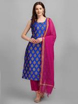 Women Cotton Silk Kurta Pant Dupatta Set Indian Pakistani Party Wear Top Tunic Kurti Dress S
