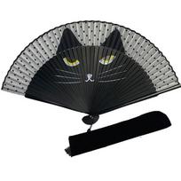 1 vnt. Japoniško stiliaus katės rašto bambukinis sulankstomas vėduoklis moterims Mielas animacinis Kitty rankiniai vėduokliai Kimono chalato rankinis vėduoklis rankdarbiai dekoras juoda