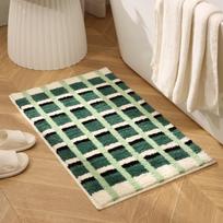 Pink And White Checkered Absorbent Anti Slip Carpet Bathroom Entrance Soft Plush Easy To Clean Ins Home Decor Rug 40X60CM(1.3X2FT